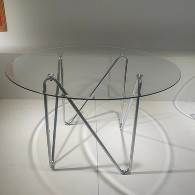 121cm moderner Glas/MetallLuxusspeisetisch und gepolsterter Metallstuhl